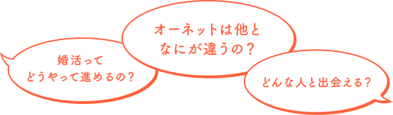 婚活の進め方、オーネットの違い、出会える人についての疑問